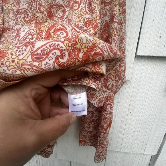 Pendleton Womens XL Orange Paisley Cotton Button Down Long Sleeve Shirt Pocket - Picture 6 of 8